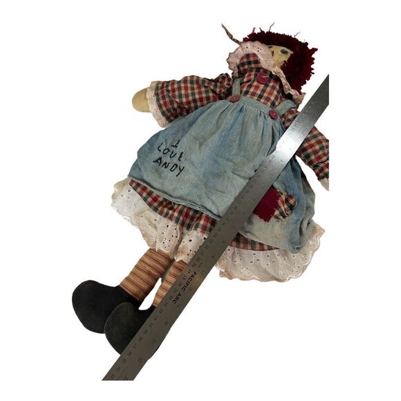 3PC Vintage Raggedy Ann & Andy Primitive Fabric Dolls  (Set of 3) - Picture 8 of 16